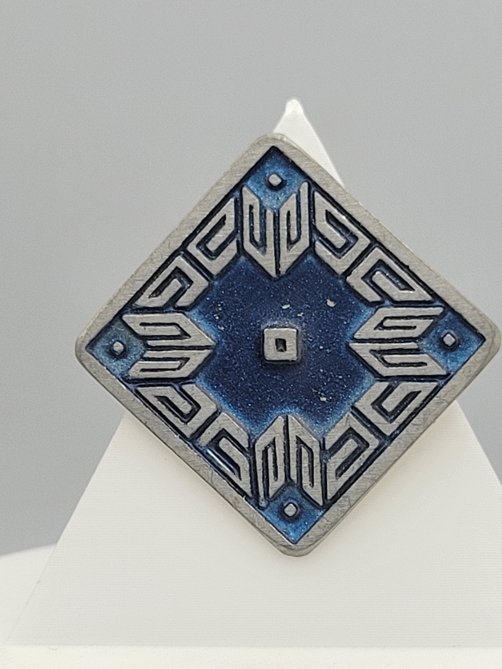 Blue Geometric Square Enamel Brooch - Women's Jewelry
